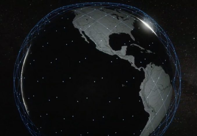 Artist’s illustration of the distribution of satellites in SpaceX’s Starlink network. Credit: SpaceX